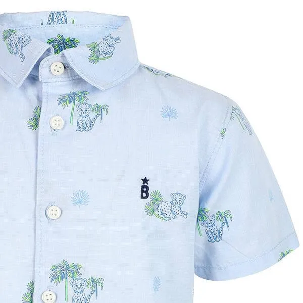 BABY BOY SHORT SLEEVE SHIRT - LIGHT BLUE